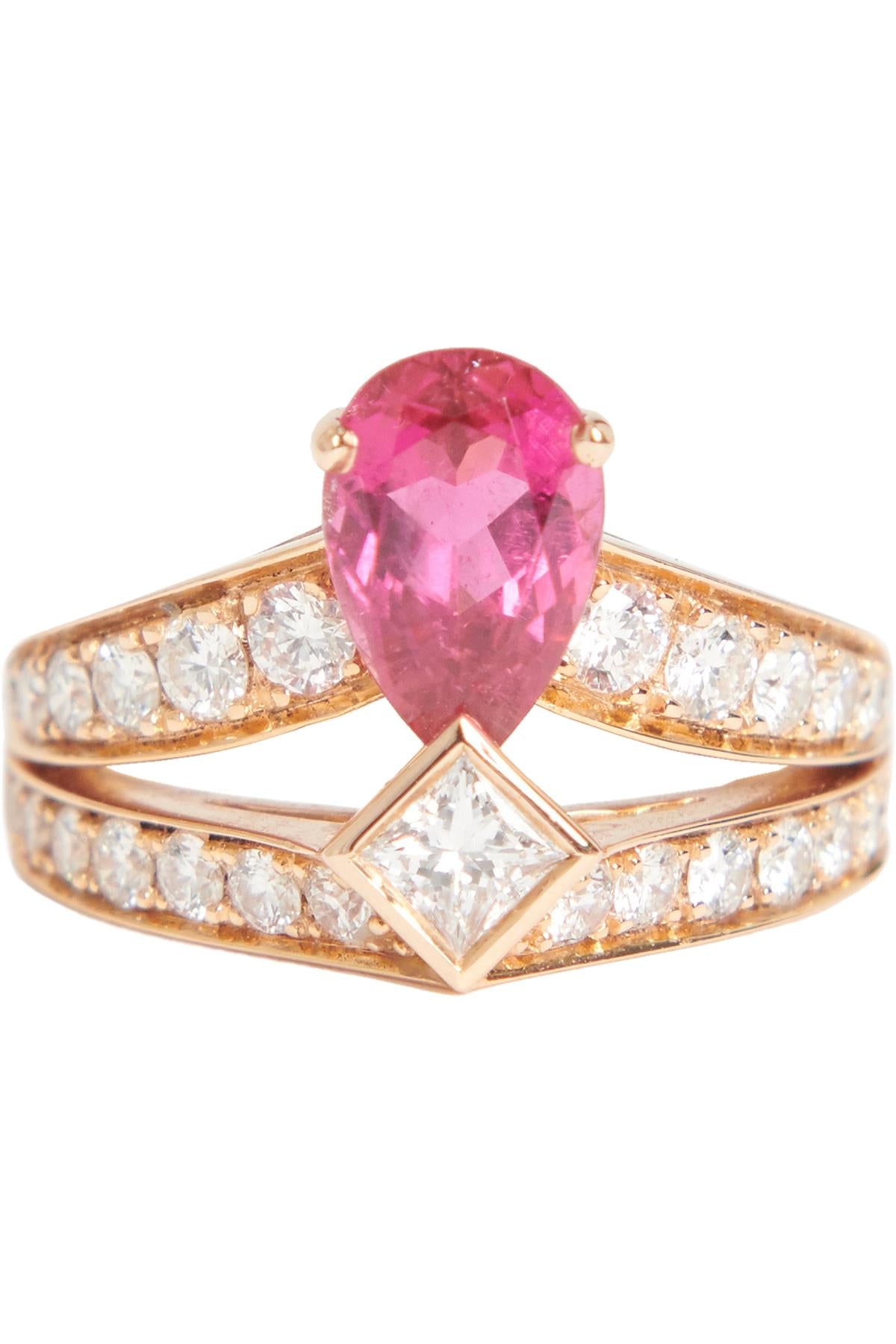 CHAUMET PINK JOSÉPHINE TIARA 18K ROSE GOLD, RUBELLITE AND DIAMOND RING