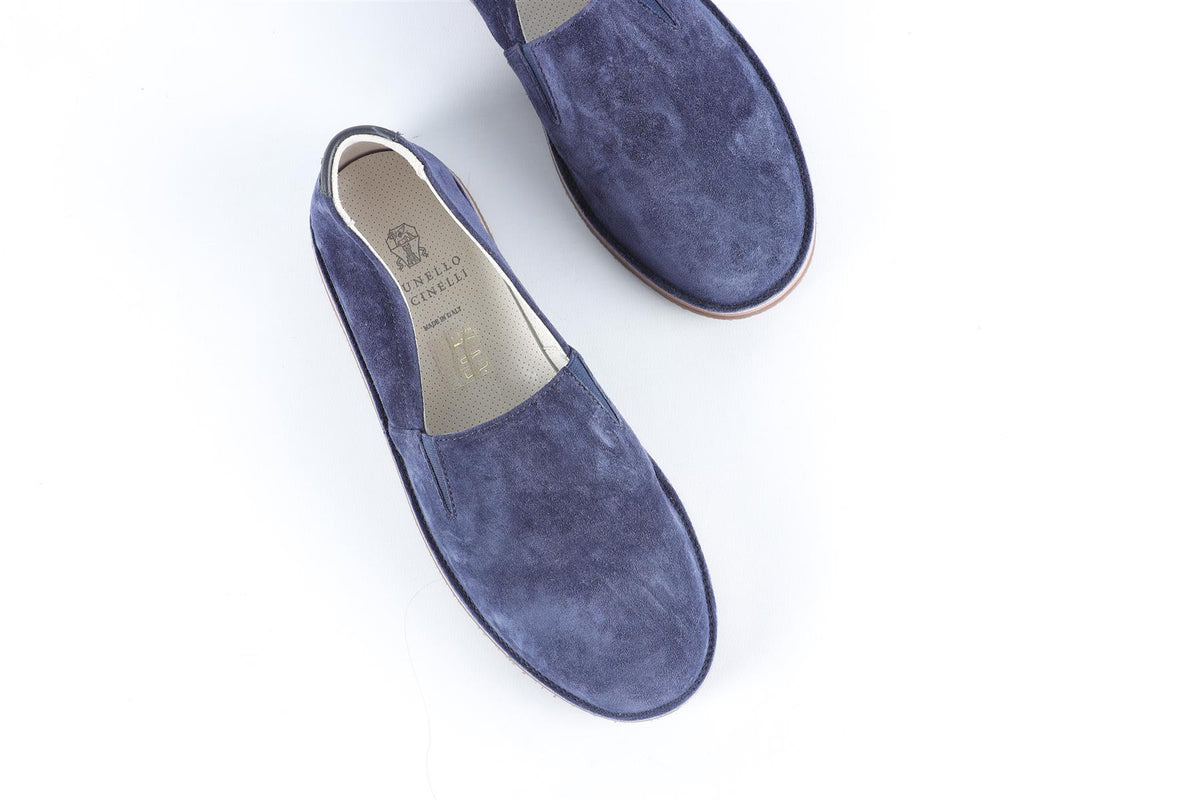 BRUNELLO CUCINELLI NAVY KIDS BOYS SUEDE LOAFERS EU 35 UK 2.5 US 3.5