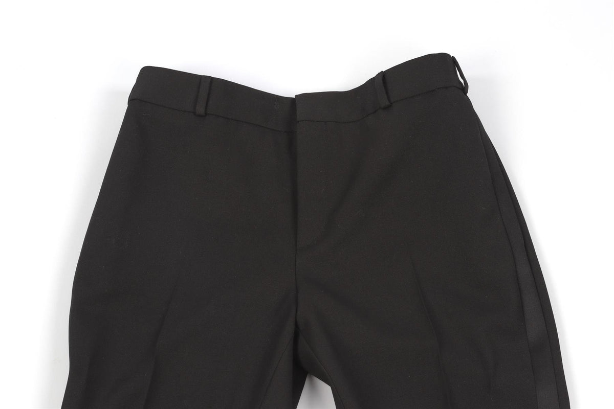 SAINT LAURENT BLACK WOOL STRAIGHT LEG PANTS FR 36 UK 8