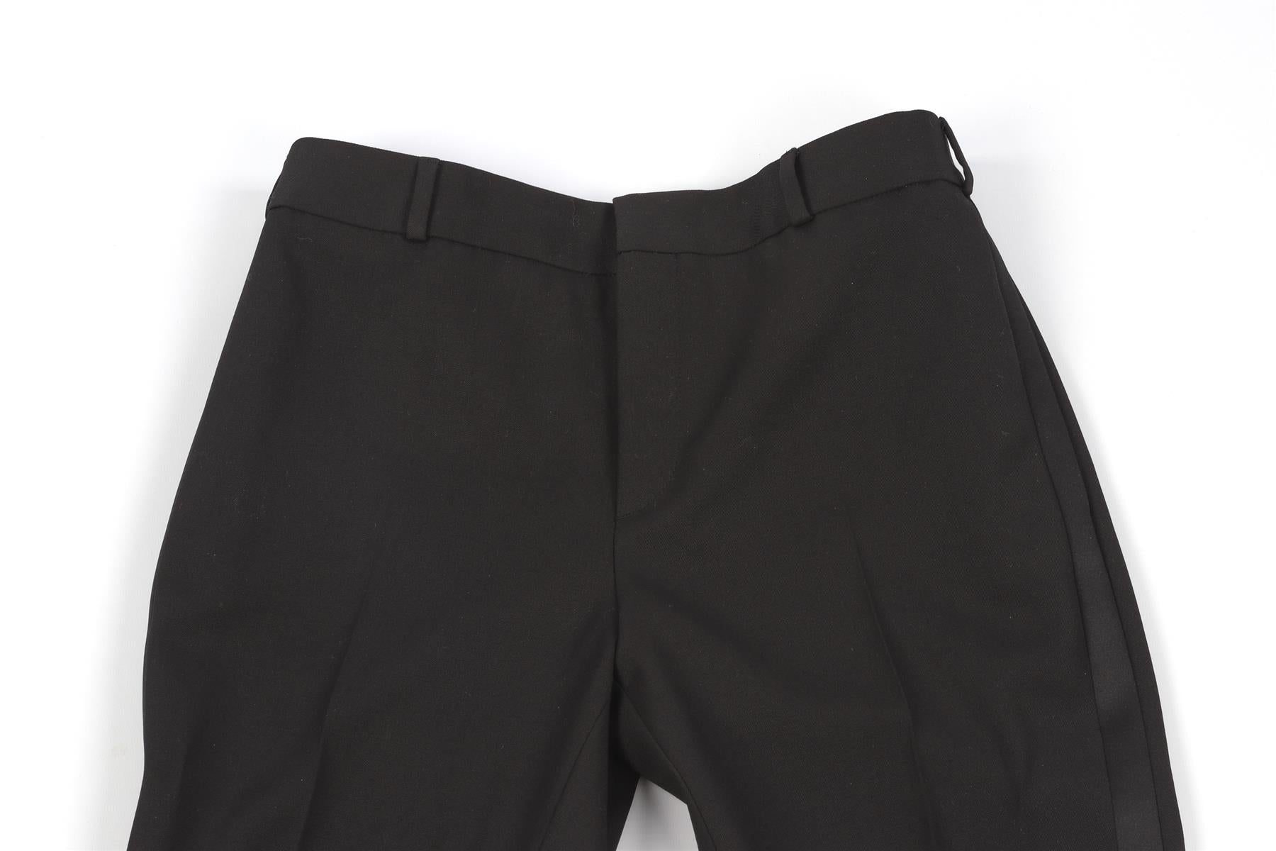 SAINT LAURENT BLACK WOOL STRAIGHT LEG PANTS FR 36 UK 8