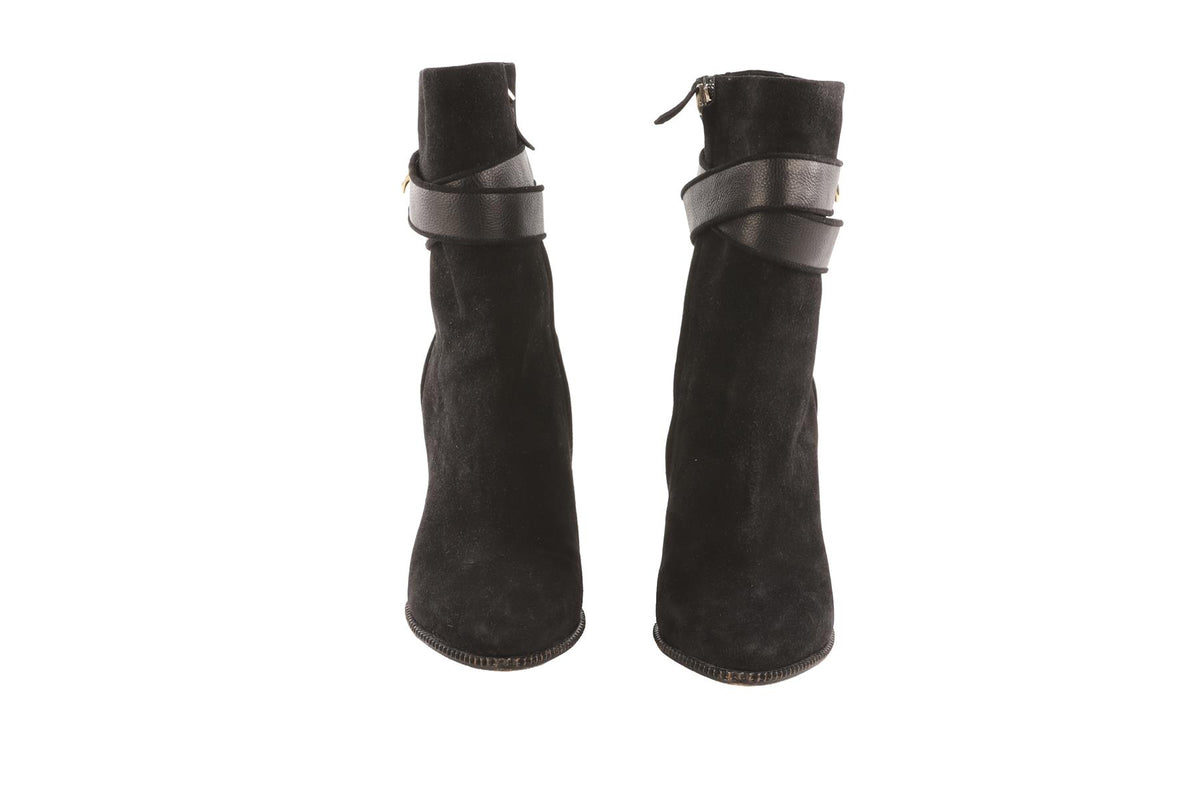GIVENCHY BLACK SUEDE WEDGE ANKLE BOOTS EU 38 UK 5 US 8