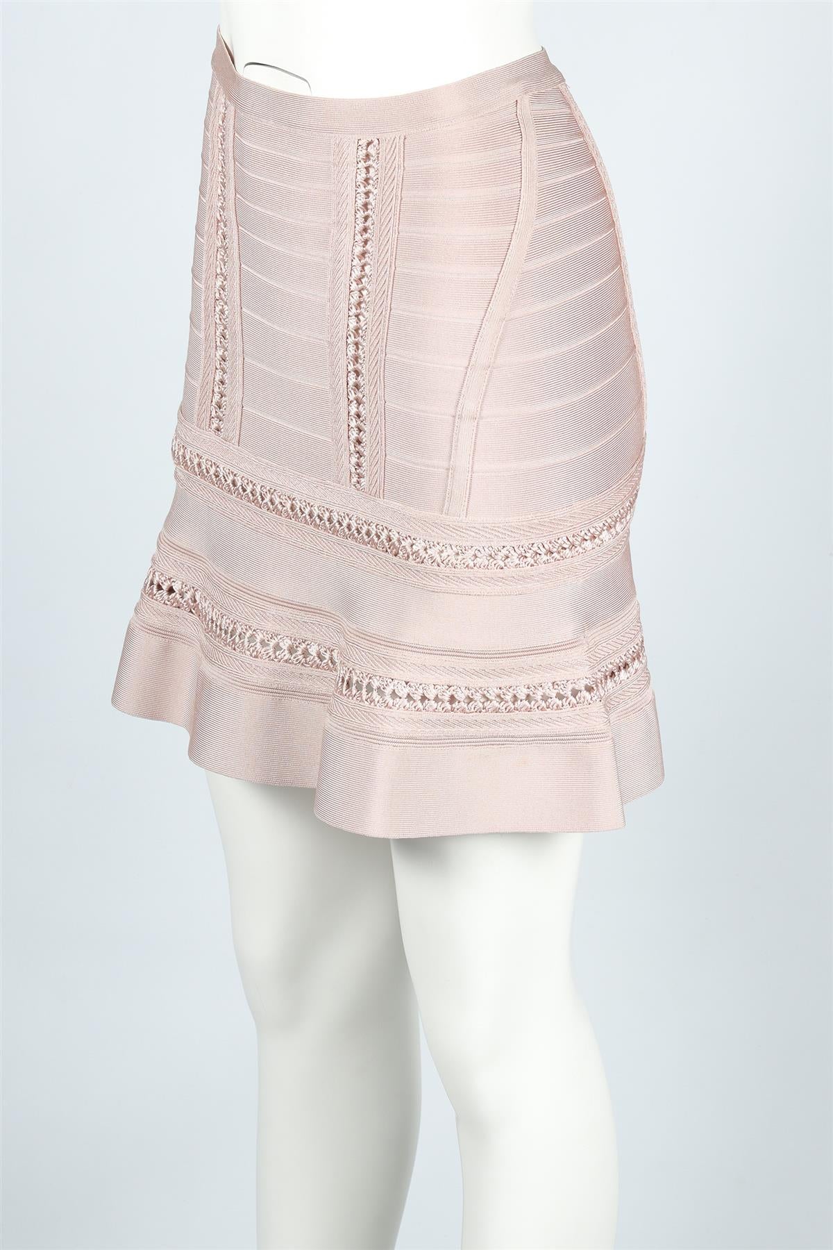 HERVE LEGER PINK BANDAGE MINI SKIRT XSMALL