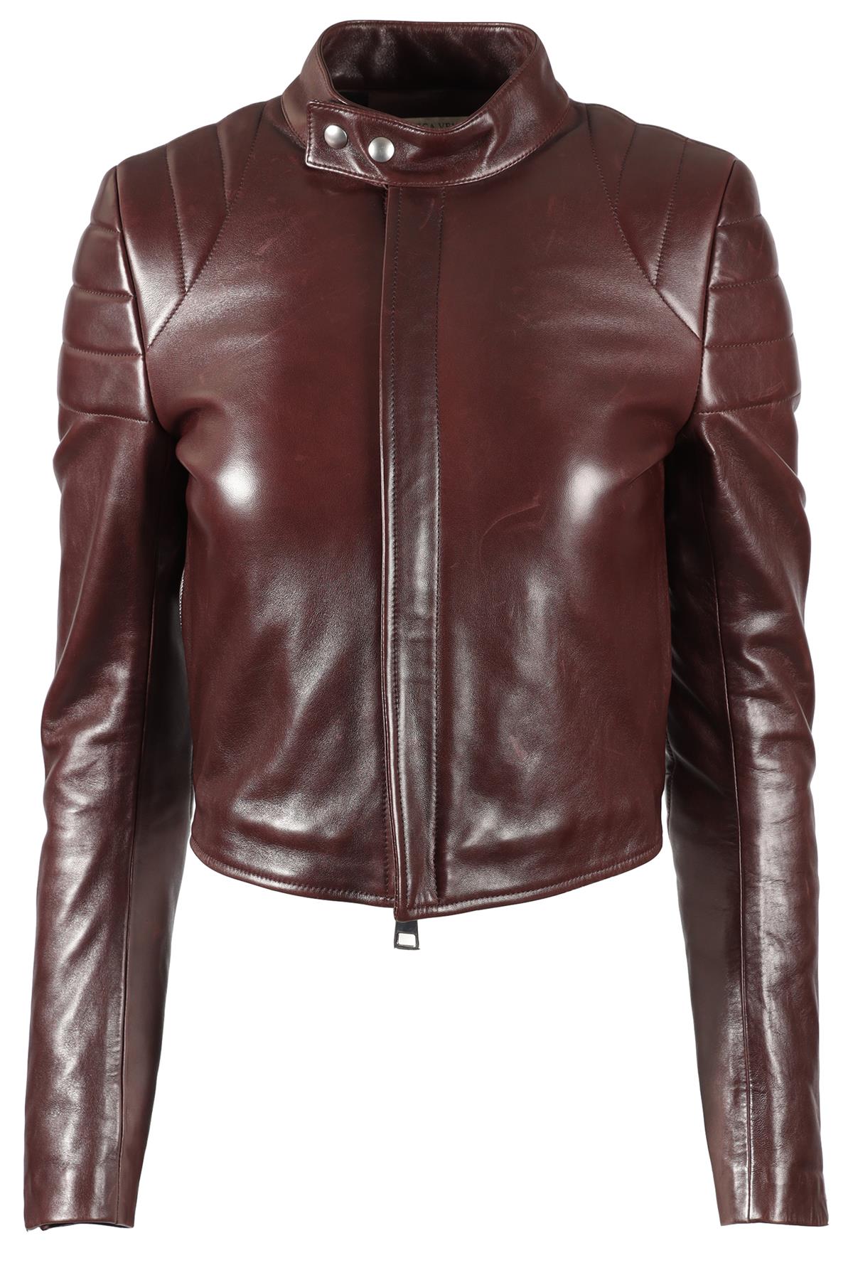 BOTTEGA VENETA 2019 BROWN LEATHER BIKER JACKET IT 40 UK 8