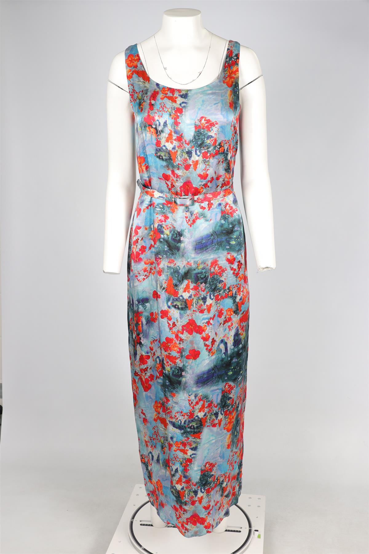 ERDEM BLUE SILK MAXI DRESS UK 10 US 6