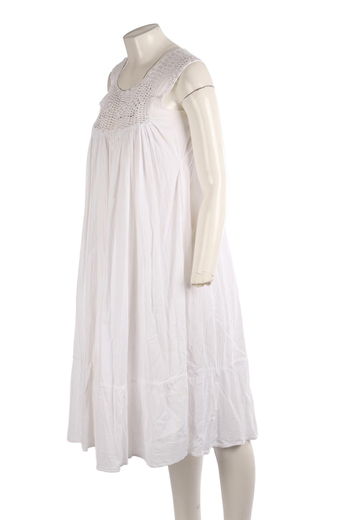 SUZIE KONDI WHITE COTTON MIDI DRESS XSMALL