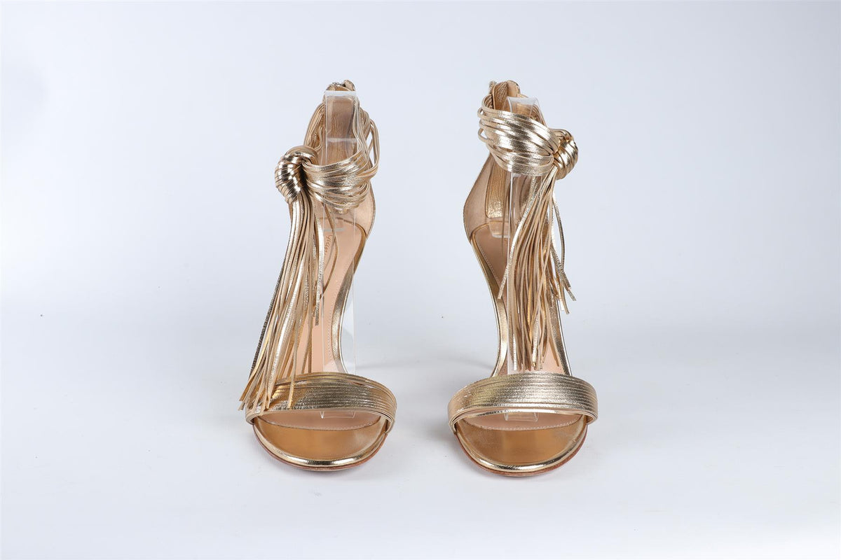 GIANVITO ROSSI GOLD LEATHER SANDALS EU 37.5 UK 4.5 US 7.5