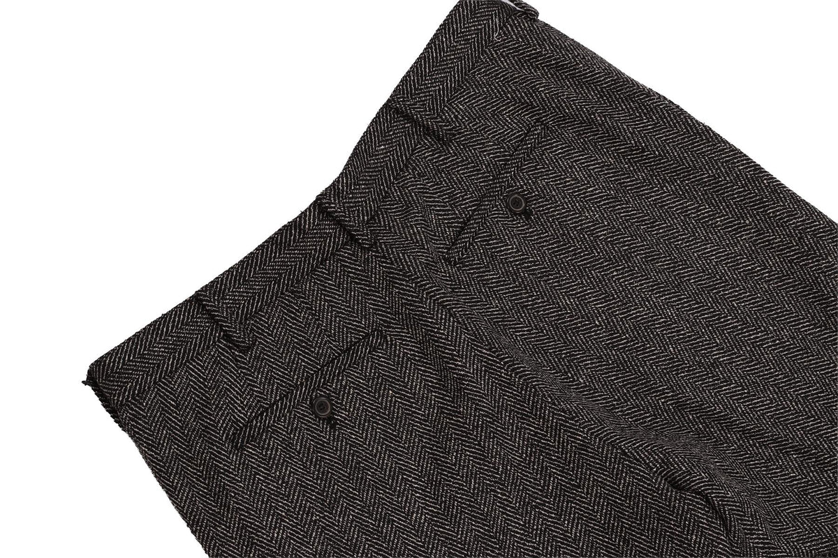 BLACK MEN'S WOOL STRAIGHT LEG PANTS