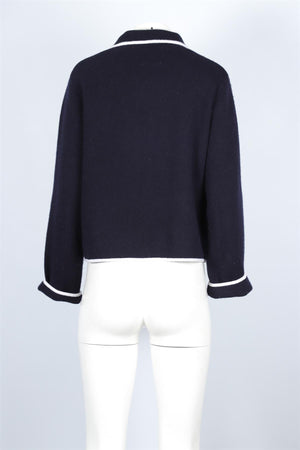 Allude Navy Cashmere Cardigan LARGE