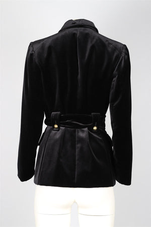 YVES SAINT LAURENT RIVE GAUCHE BLACK VELVET JACKET FR 42 UK 14