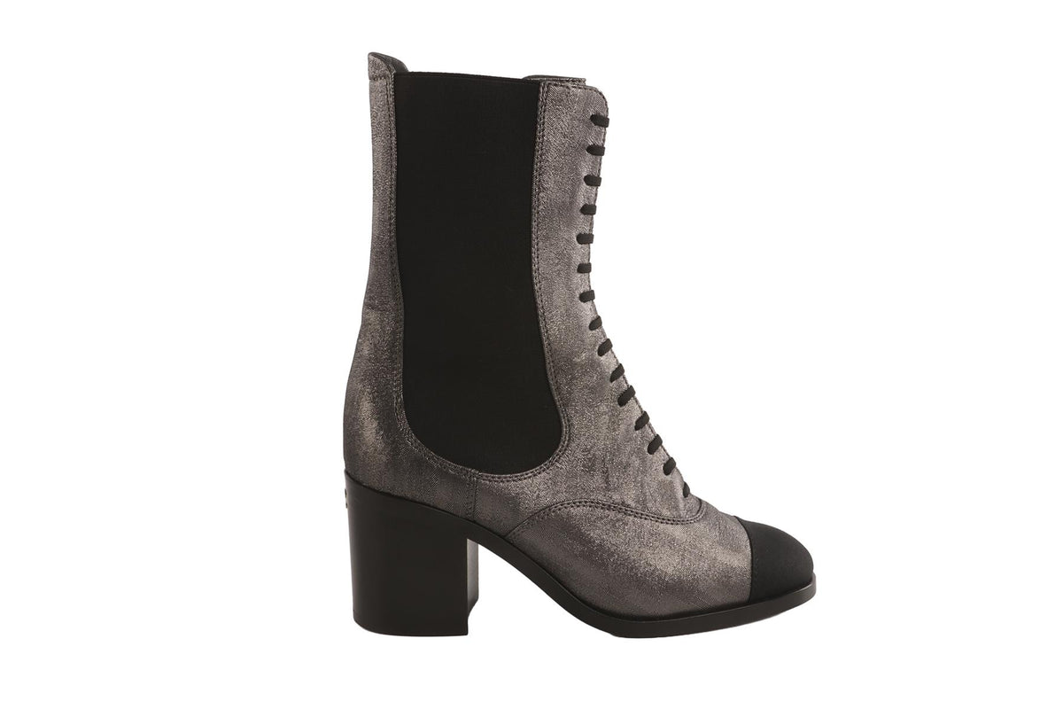 CHANEL METALLIC 2019 NUBUCK BOOTS EU 37.5