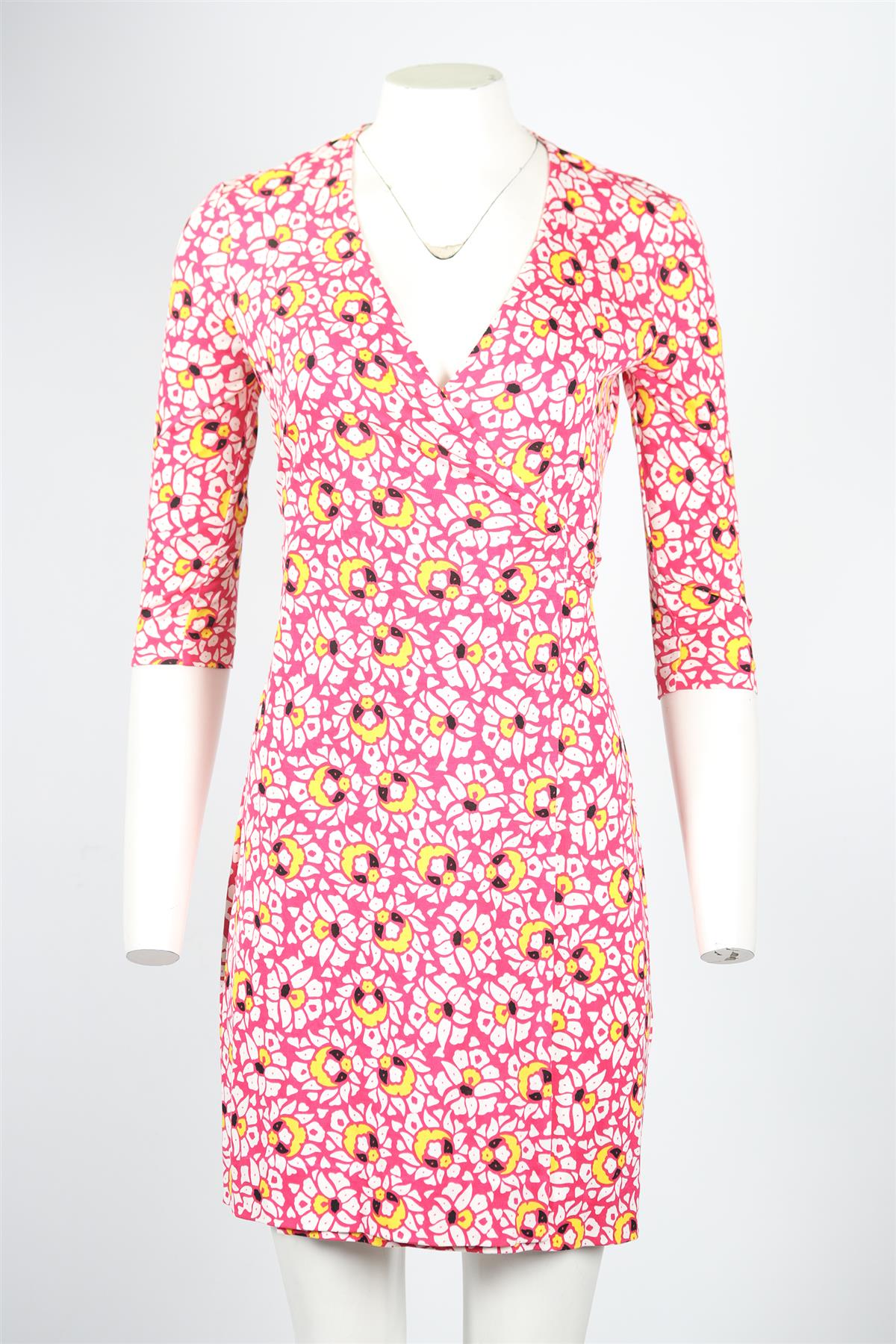 DIANE VON FURSTENBURG JERSEY MINI WRAP DRESS XSMALL