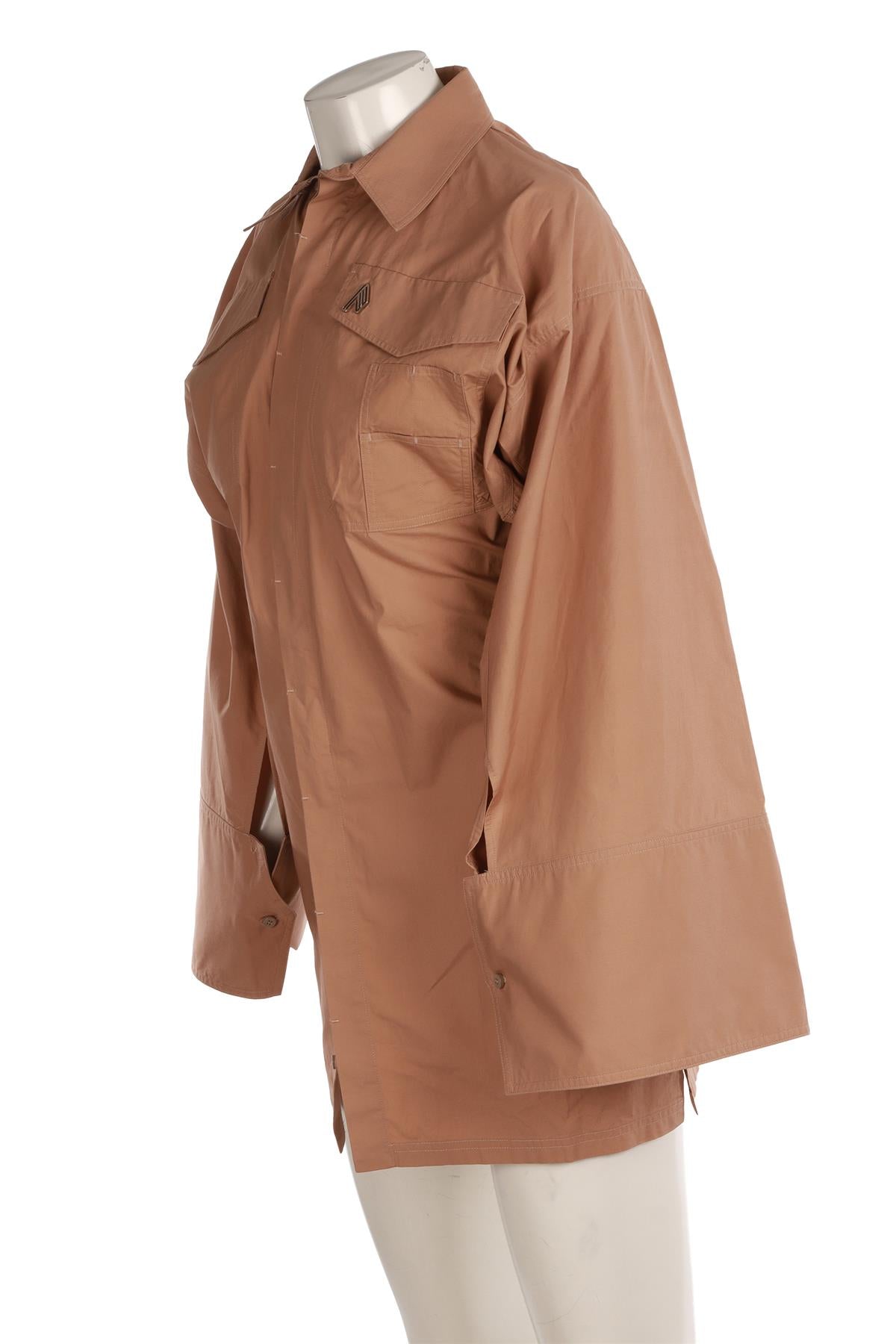 THE ATTICO BEIGE COTTON MINI DRESS XSMALL