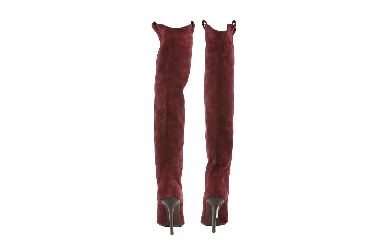 TAMARA MELLON BURGUNDY SUEDE KNEE HIGH BOOTS EU 38 UK 5 US 8
