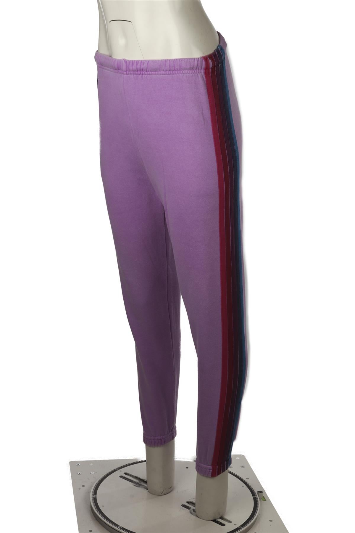 AVIATOR NATION PURPLE COTTON TRACK PANTS XSMALL