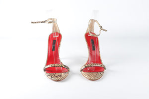 CH CAROLINA HERRERA BEIGE SNAKESKIN SANDALS EU 36 UK 3 US 6