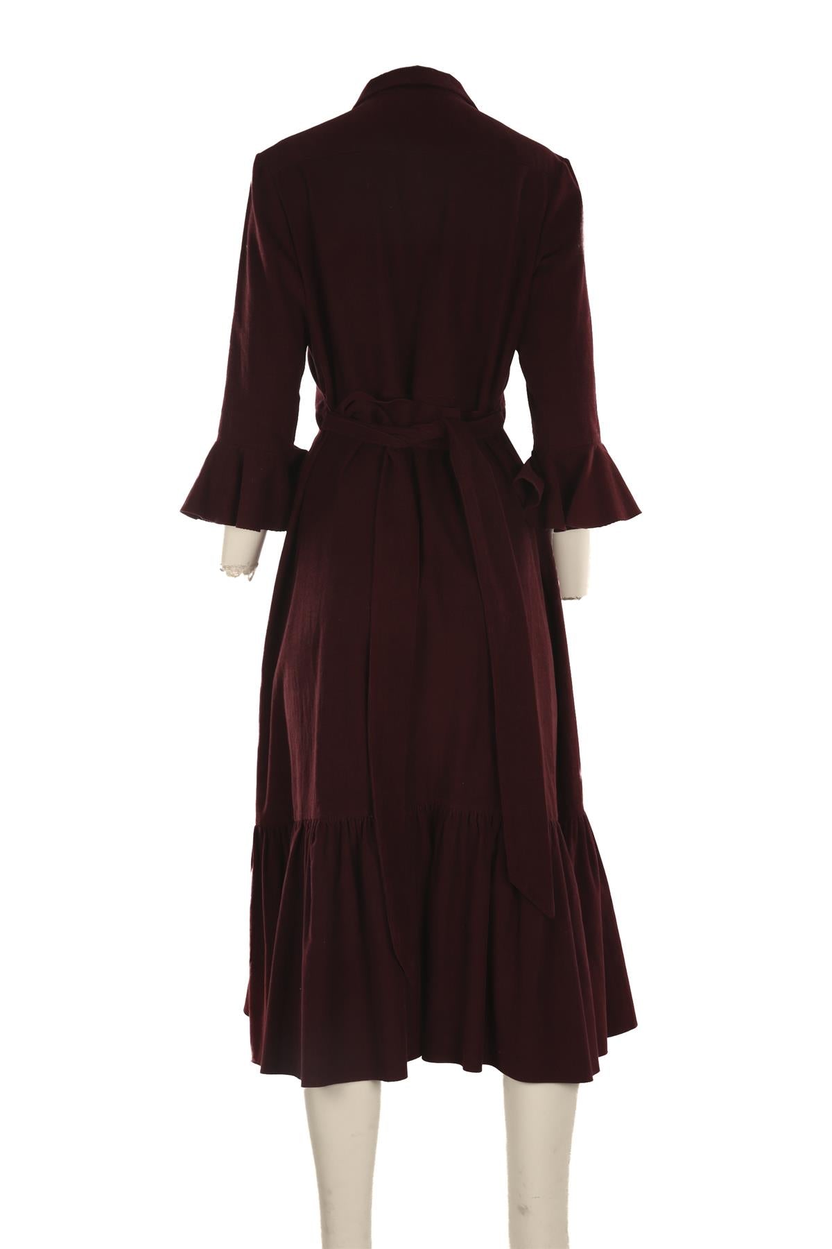 BEULAH BURGUNDY COTTON MAXI DRESS UK 14