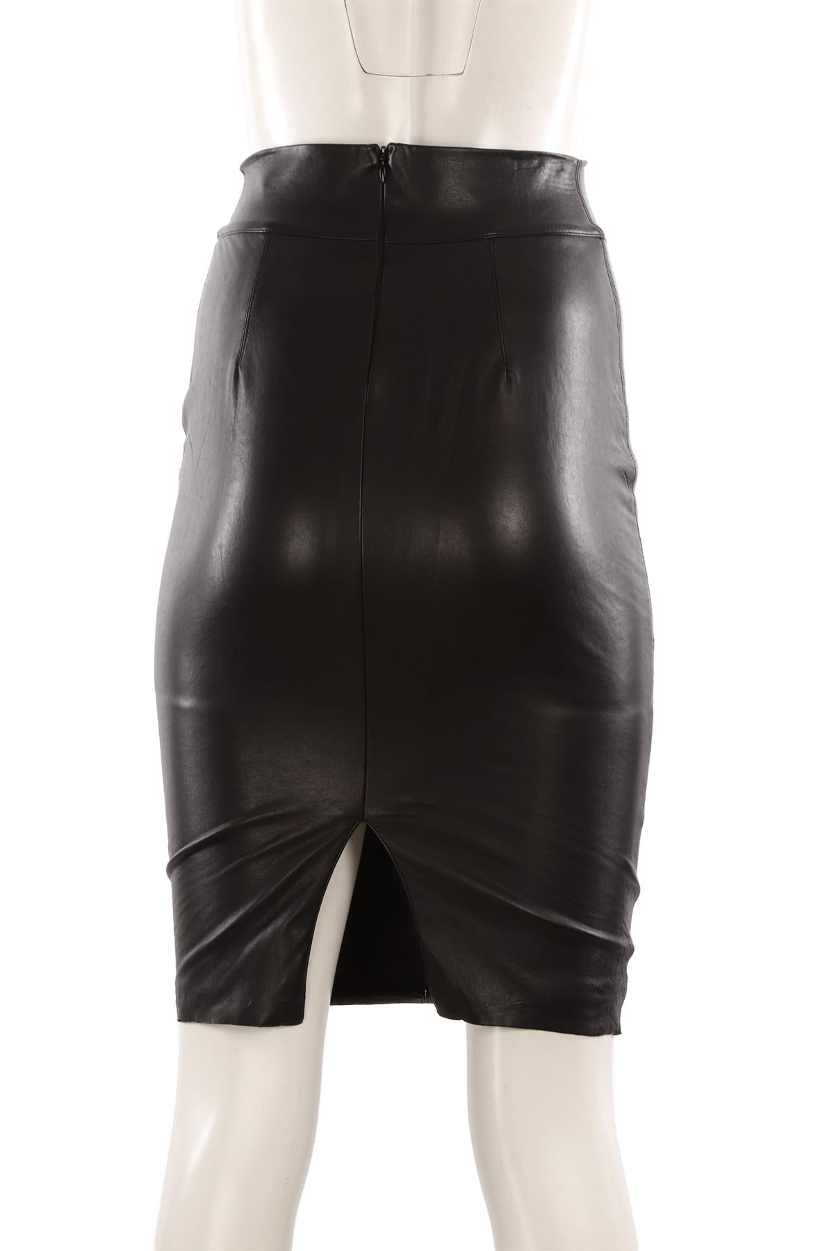 BAILEY 44 BLACK FAUX LEATHER MIDI SKIRT XSMALL