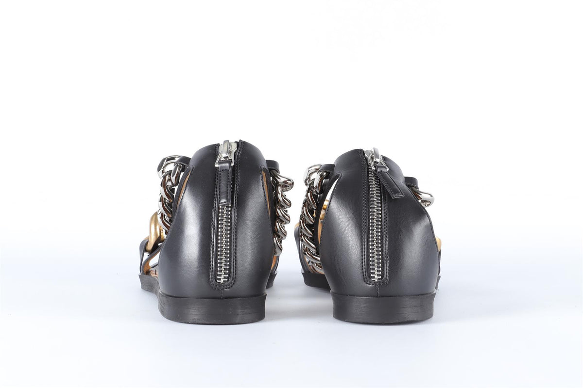 STELLA MCCARTNEY BLACK FAUX LEATHER SANDALS EU 38 UK 5 US 8