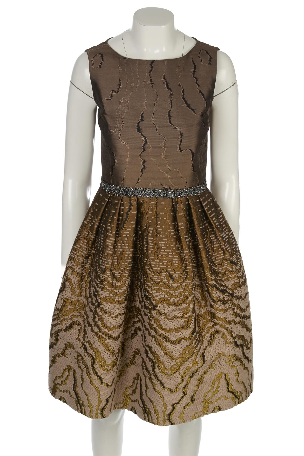 OSCAR DE LA RENTA BRONZE 2008 WOOL DRESS US 4 UK 8