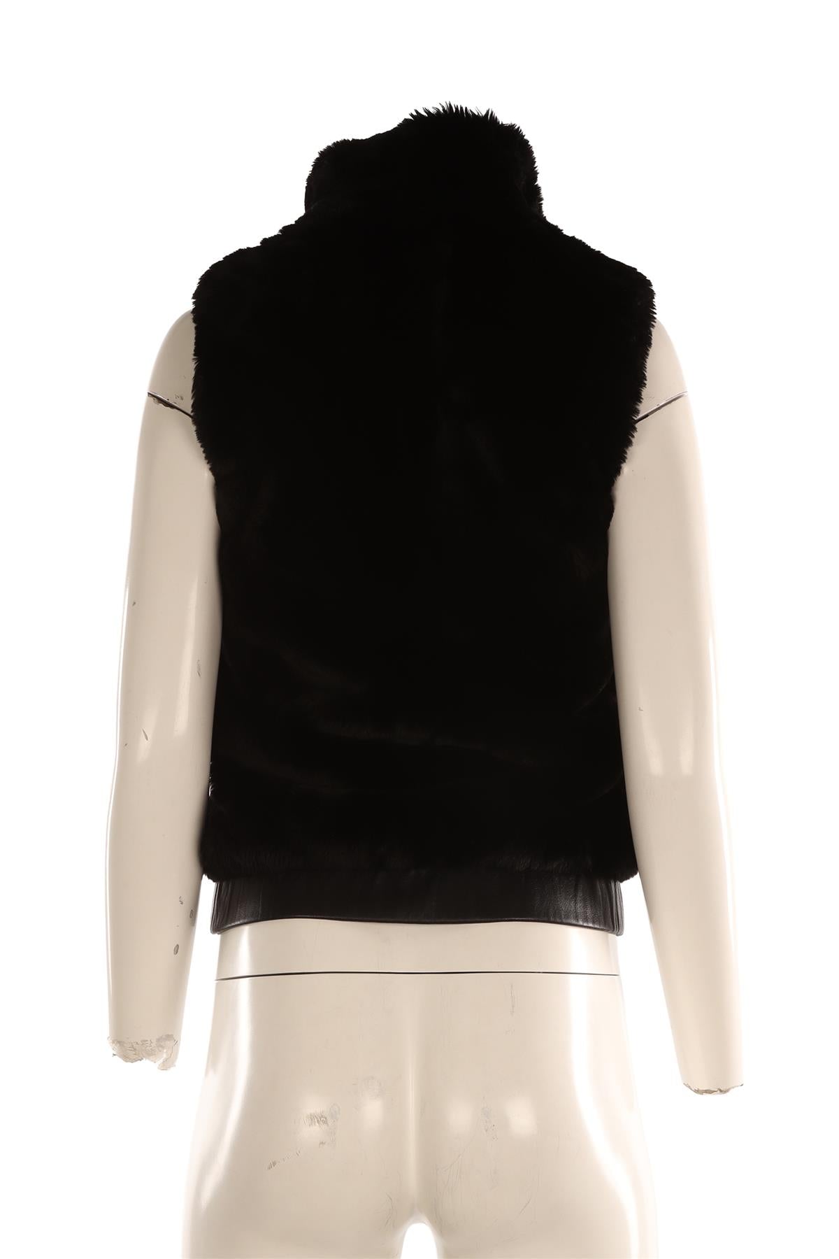 ULLA JOHNSON BLACK FAUX FUR GILET XSMALL