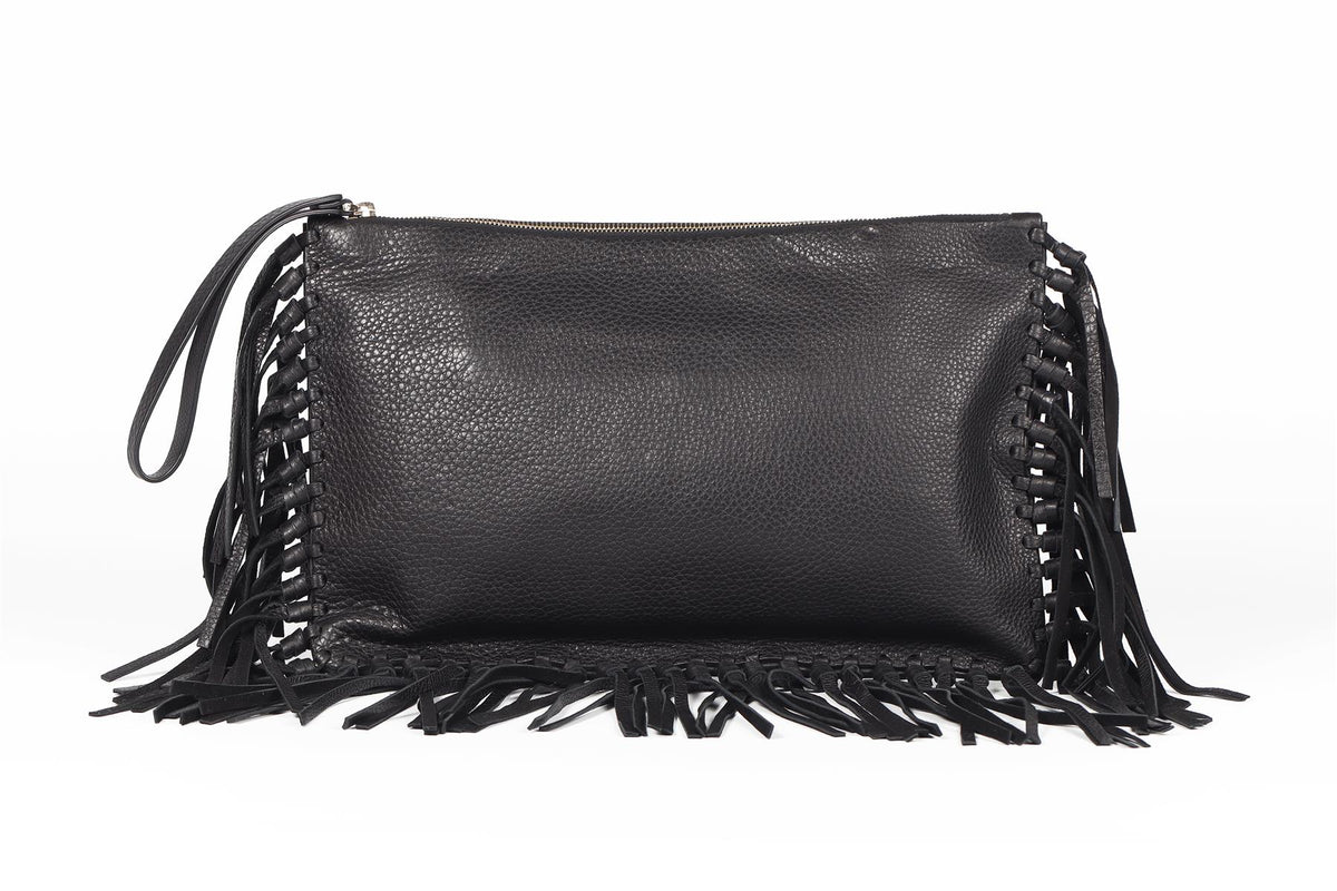 VALENTINO GARAVANI BLACK LEATHER CLUTCH
