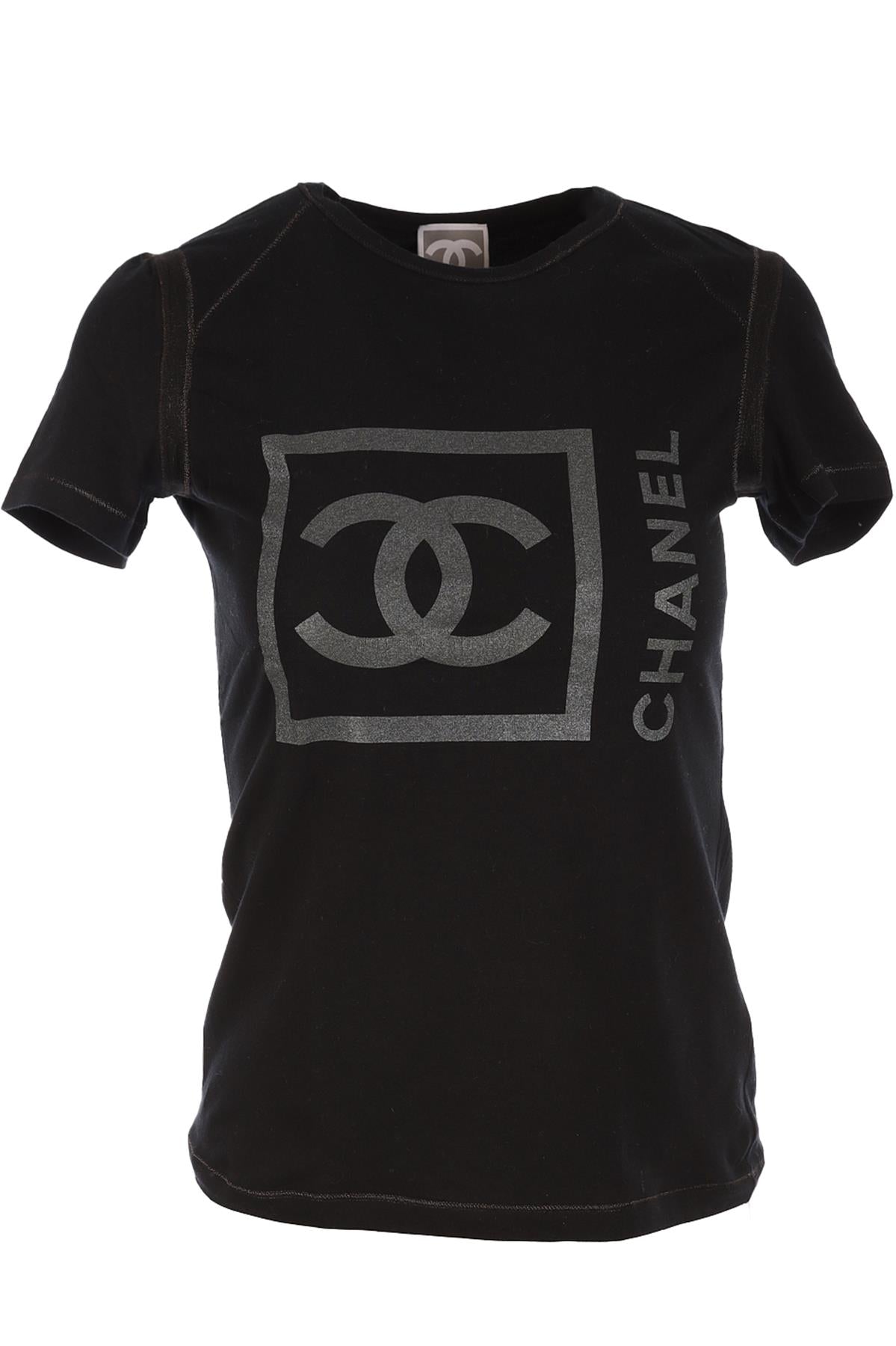 CHANEL BLACK 2007 COTTON T-SHIRT FR 40 UK 12