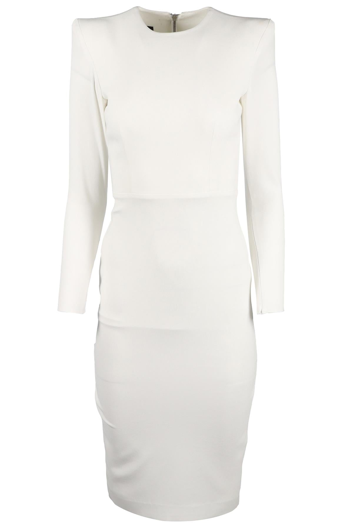 ALEX PERRY WHITE CREPE MIDI DRESS SMALL