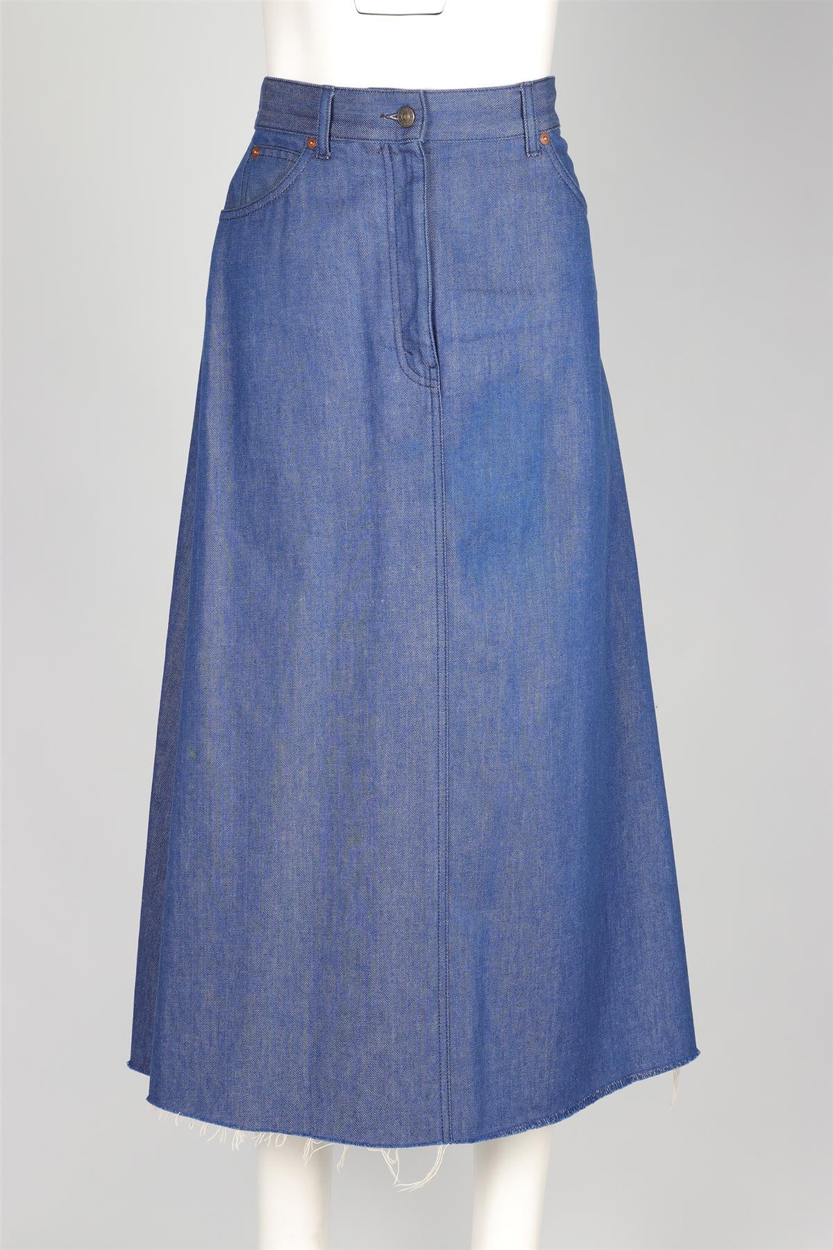GUCCI BLUE DENIM MIDI SKIRT IT 42 UK 10