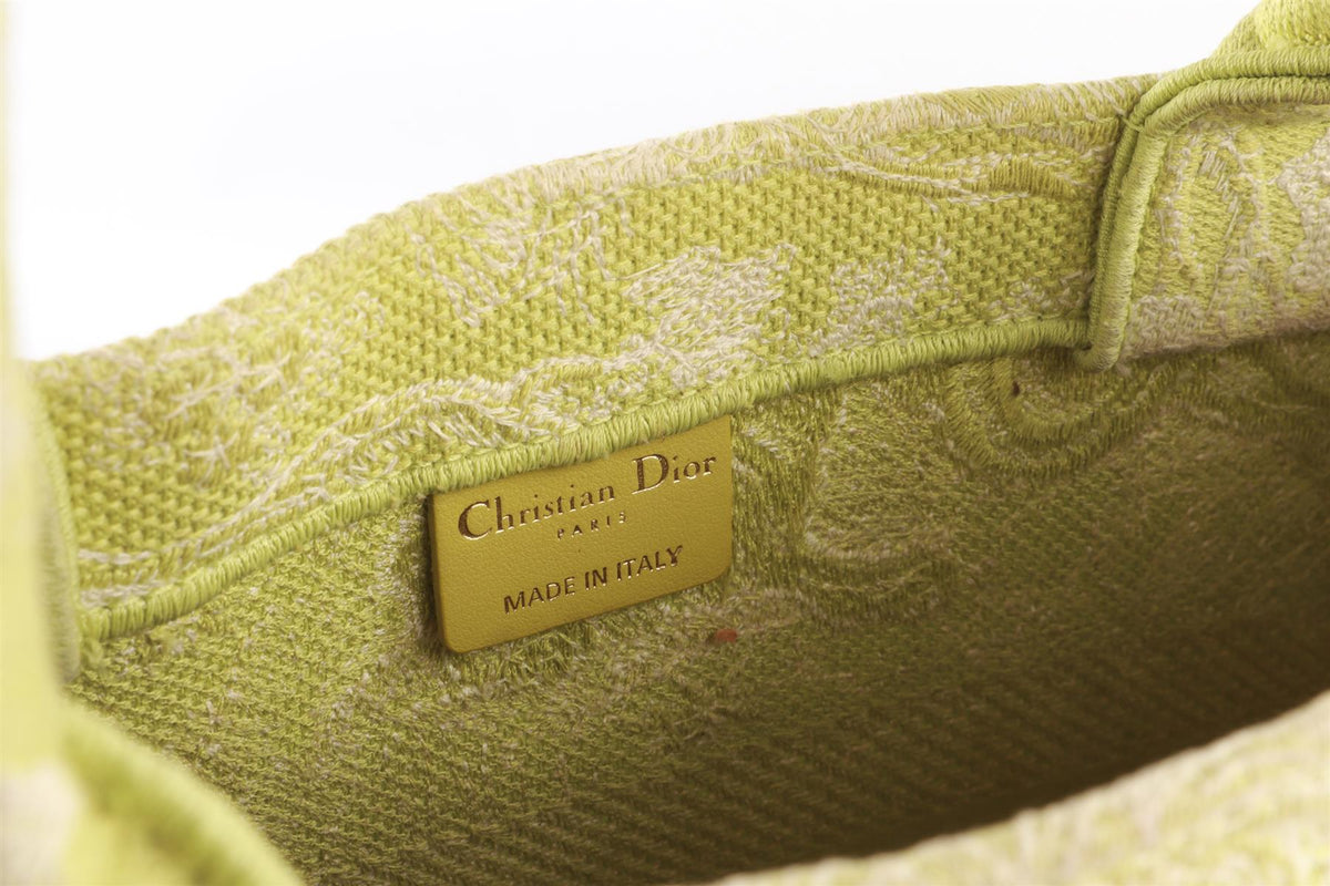 CHRISTIAN DIOR GREEN BOOK MEDIUM TOILE DE JOUY CANVAS TOTE BAG