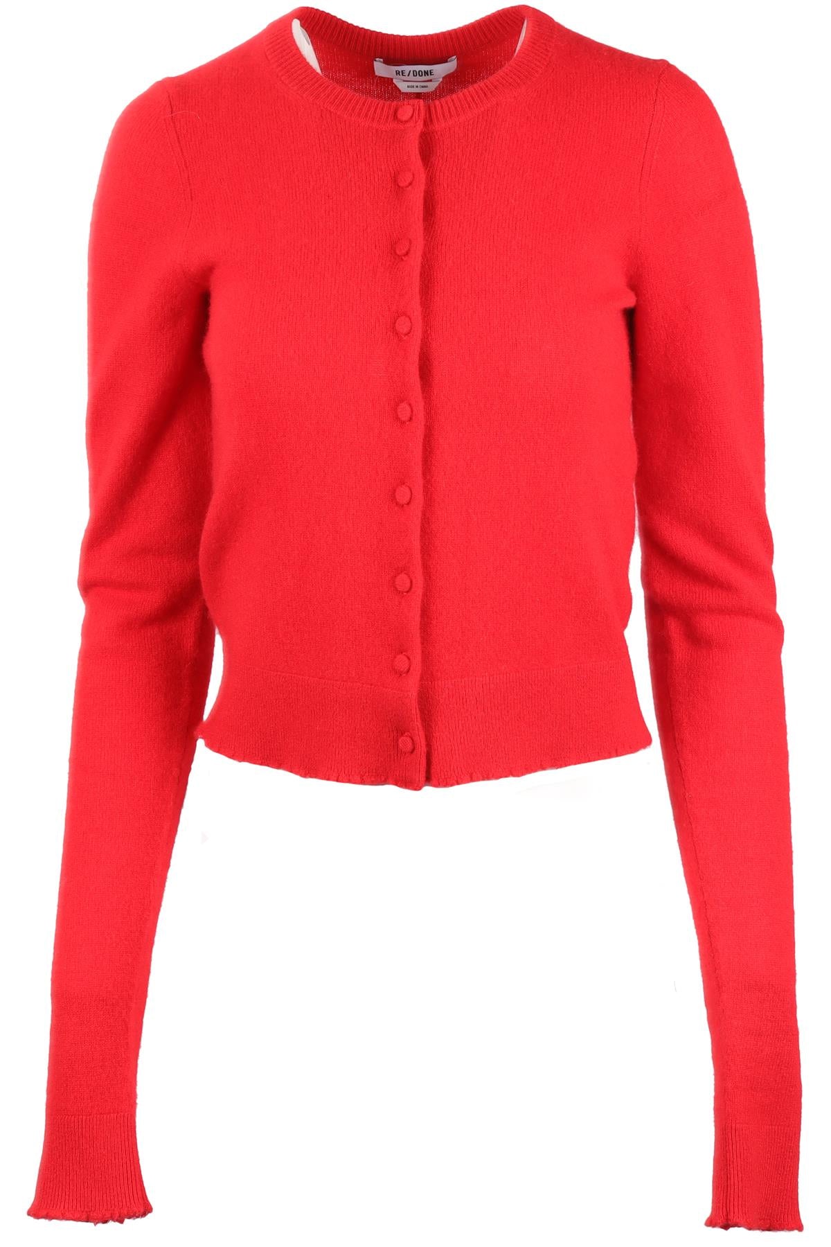 RE/DONE RED CASHMERE CARDIGAN SMALL