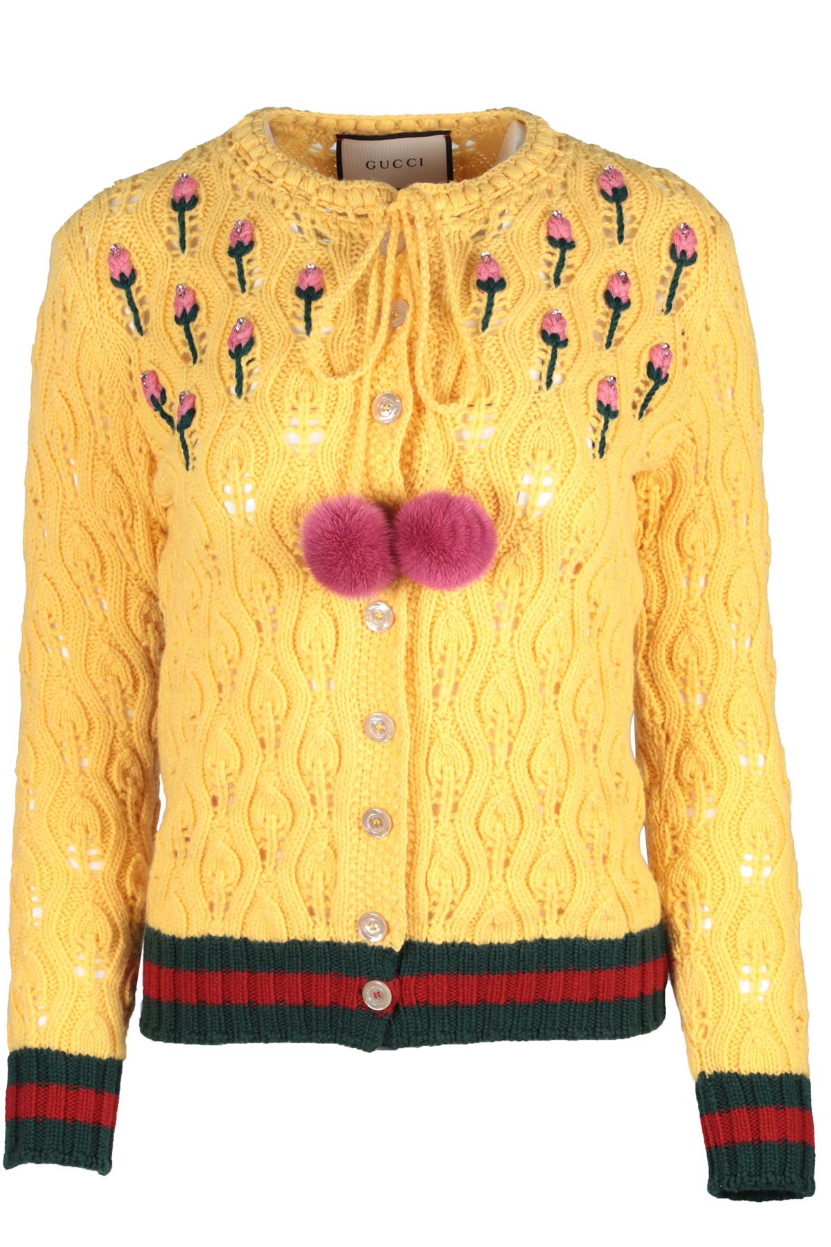 GUCCI YELLOW WOOL CARDIGAN SMALL