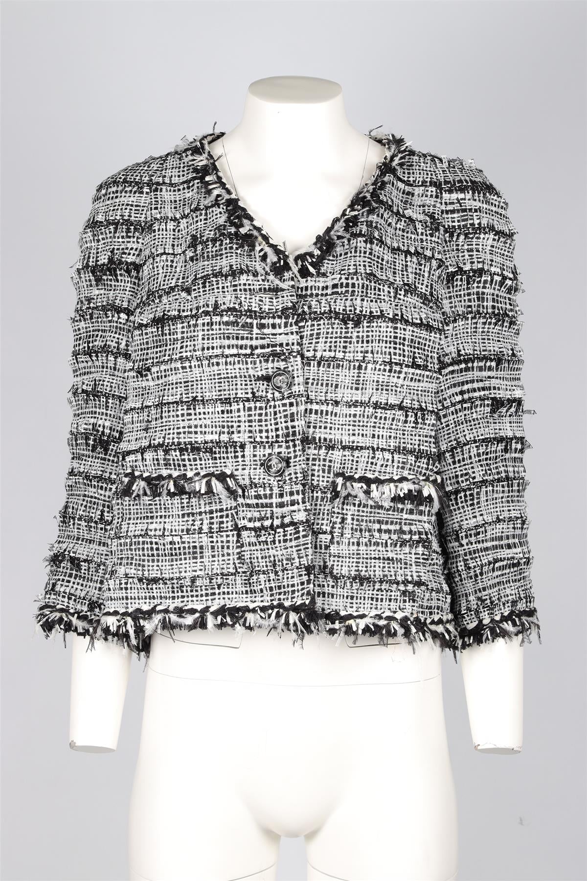 CHANEL BLACK 2011 COTTON JACKET FR 40 UK 12