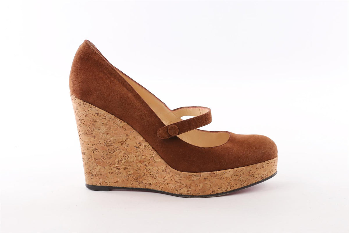 CHRISTIAN LOUBOUTIN BROWN SUEDE WEDGES EU 40 UK 7 US 10