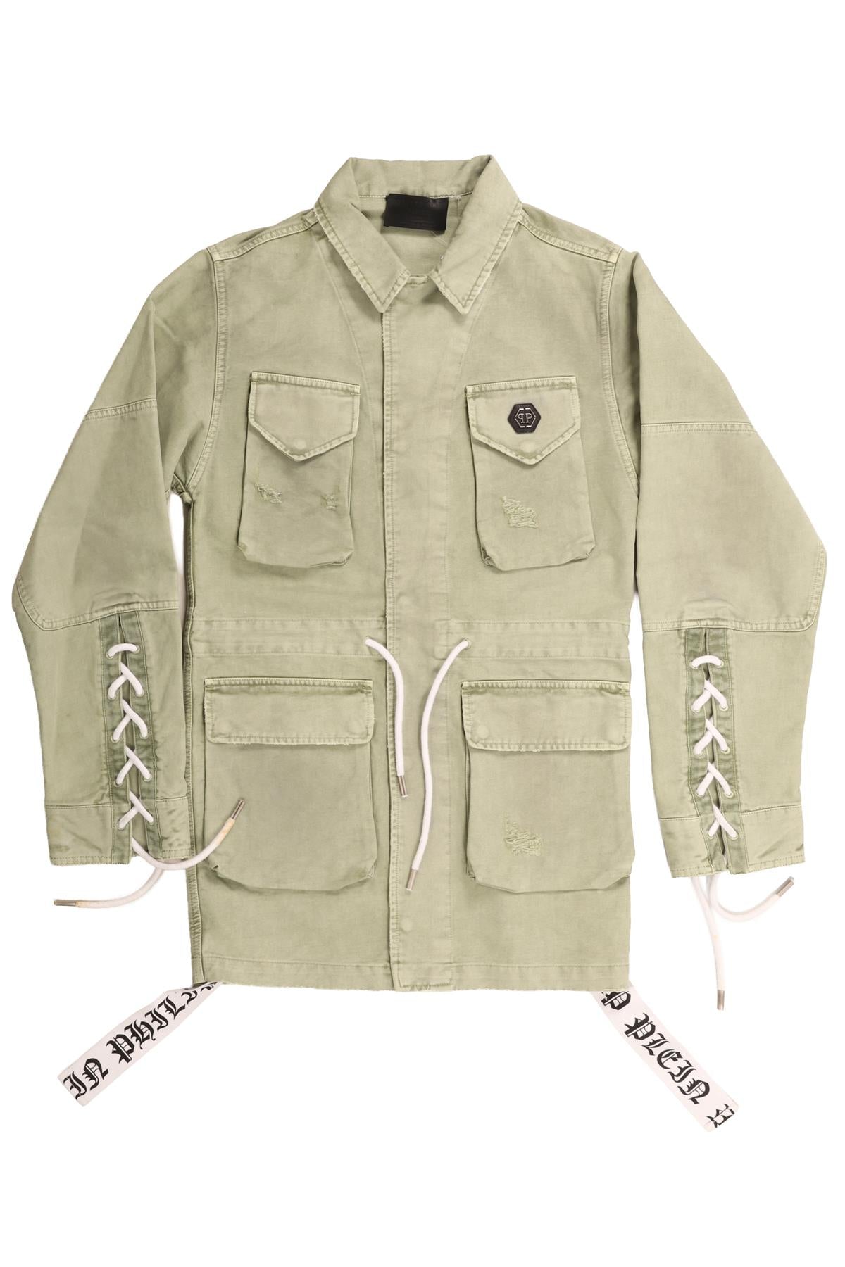 PHILIPP PLEIN GREEN COTTON JACKET XSMALL