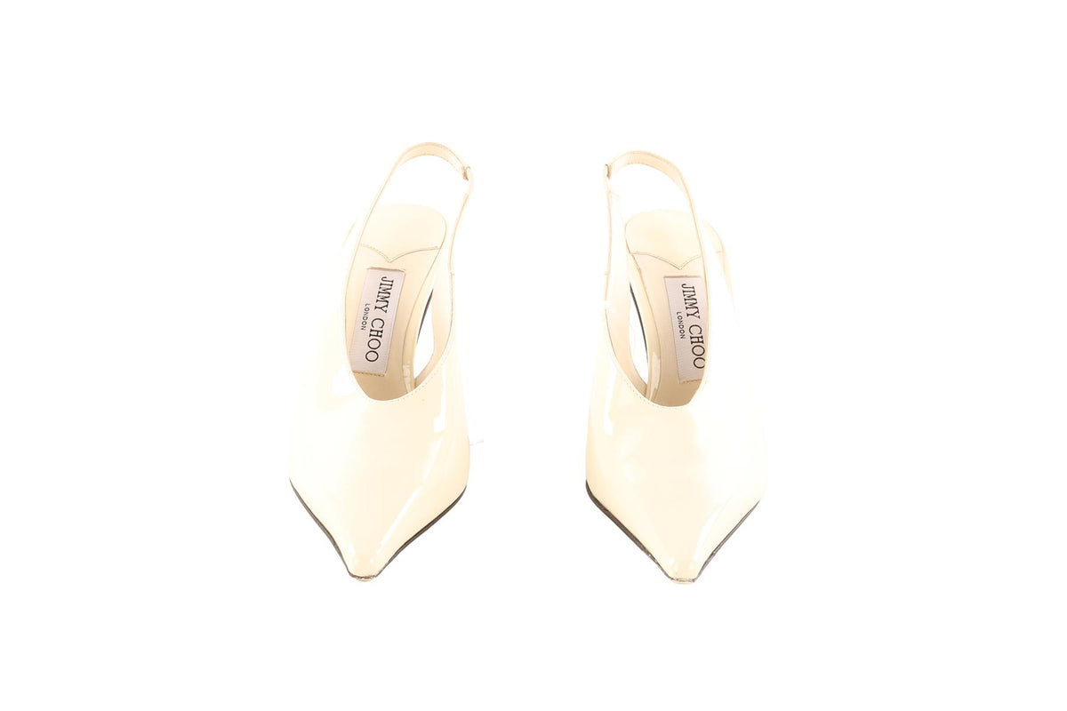 JIMMY CHOO IVORY ISA PATENT LEATHER PUMPS EU 37 UK 4 US 7