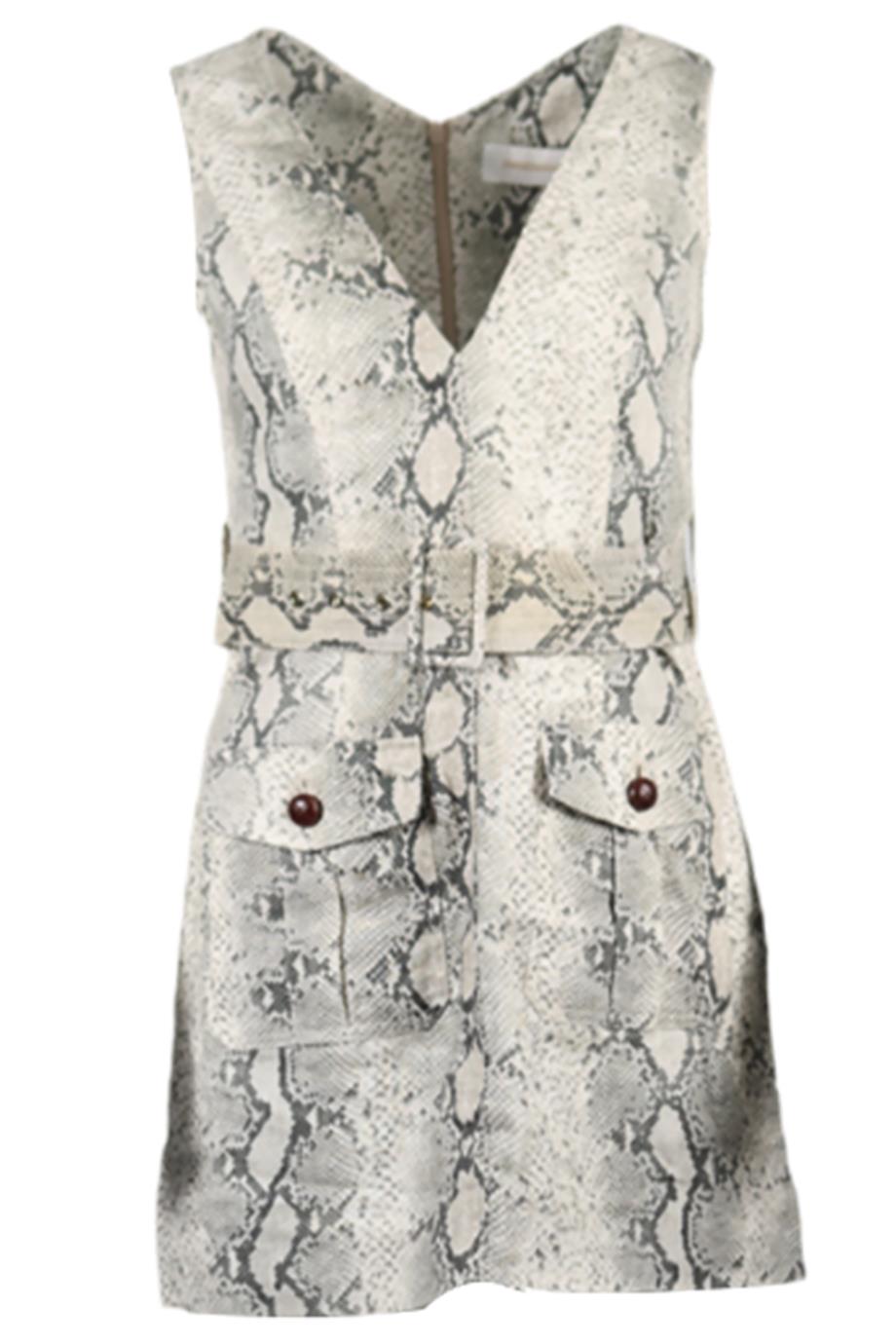 ZIMMERMANN BELTED LINEN MINI DRESS UK 8