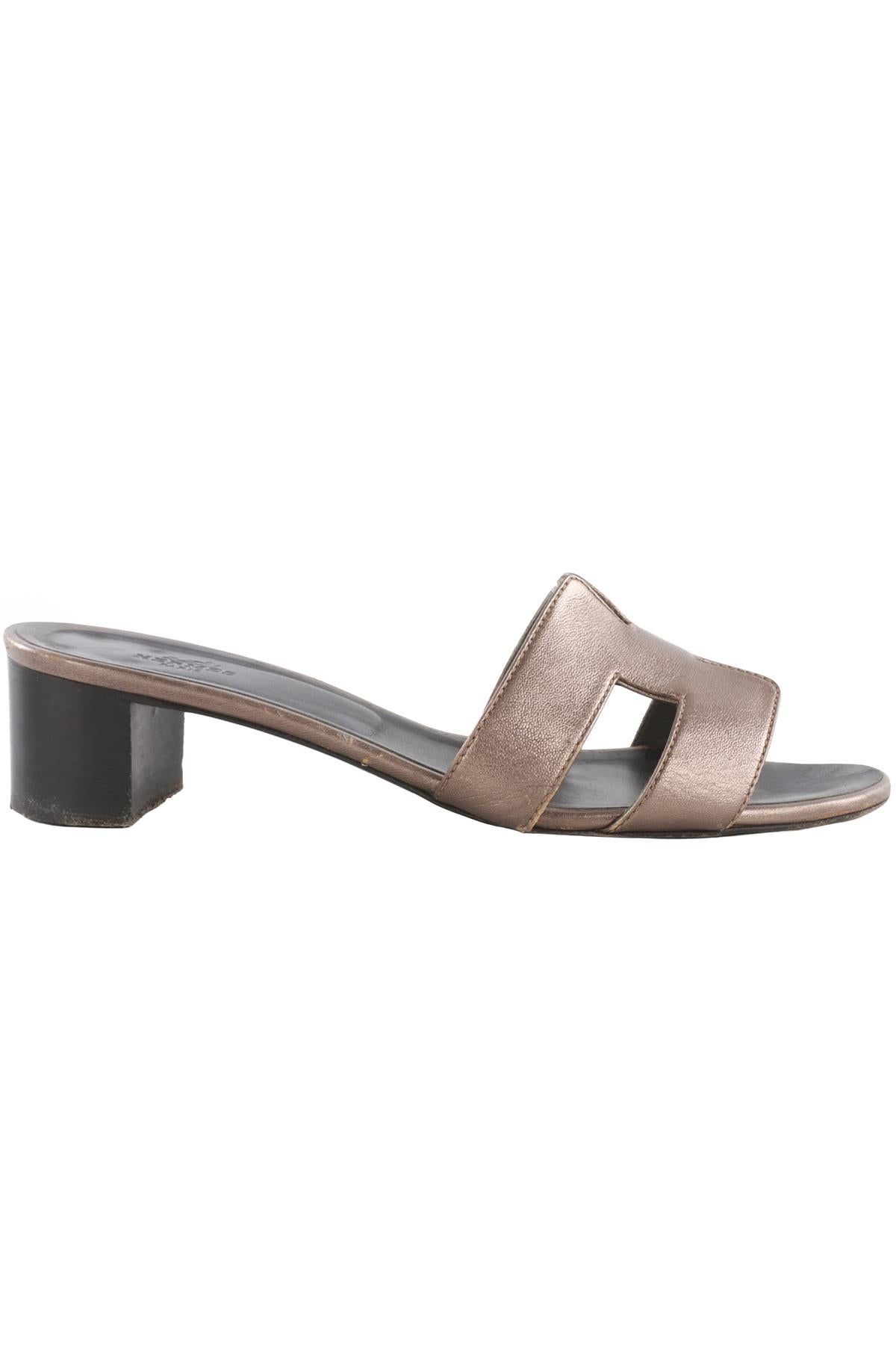 HERMÈS BRONZE LEATHER SUEDE MULES EU 38 UK 5 US 8