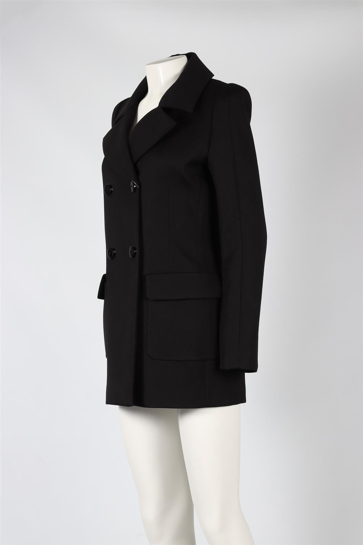 BARBARA BUI BLACK DOUBLE BREASTED WOOL BLEND COAT FR 40 UK 12