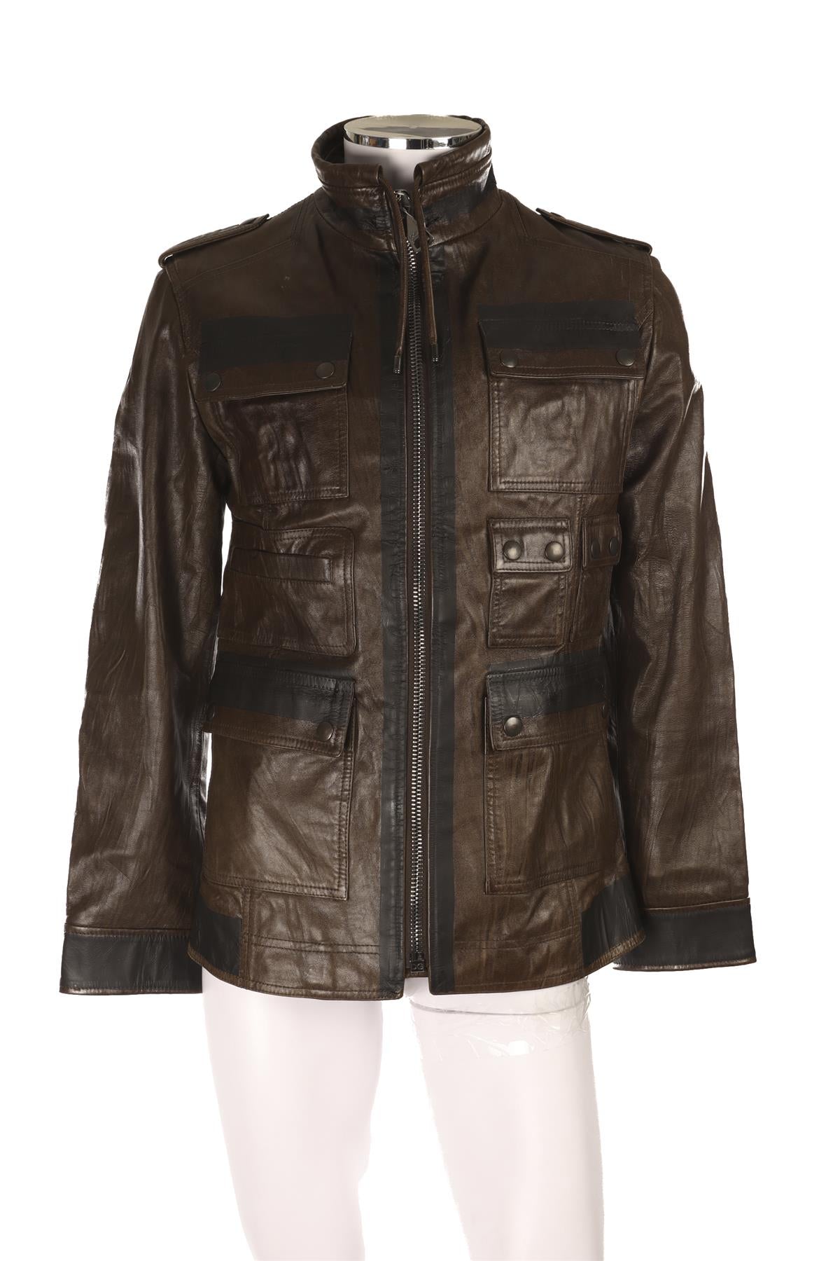 DOLCE & GABBANA MENS KHAKI LEATHER JACKET UK 38