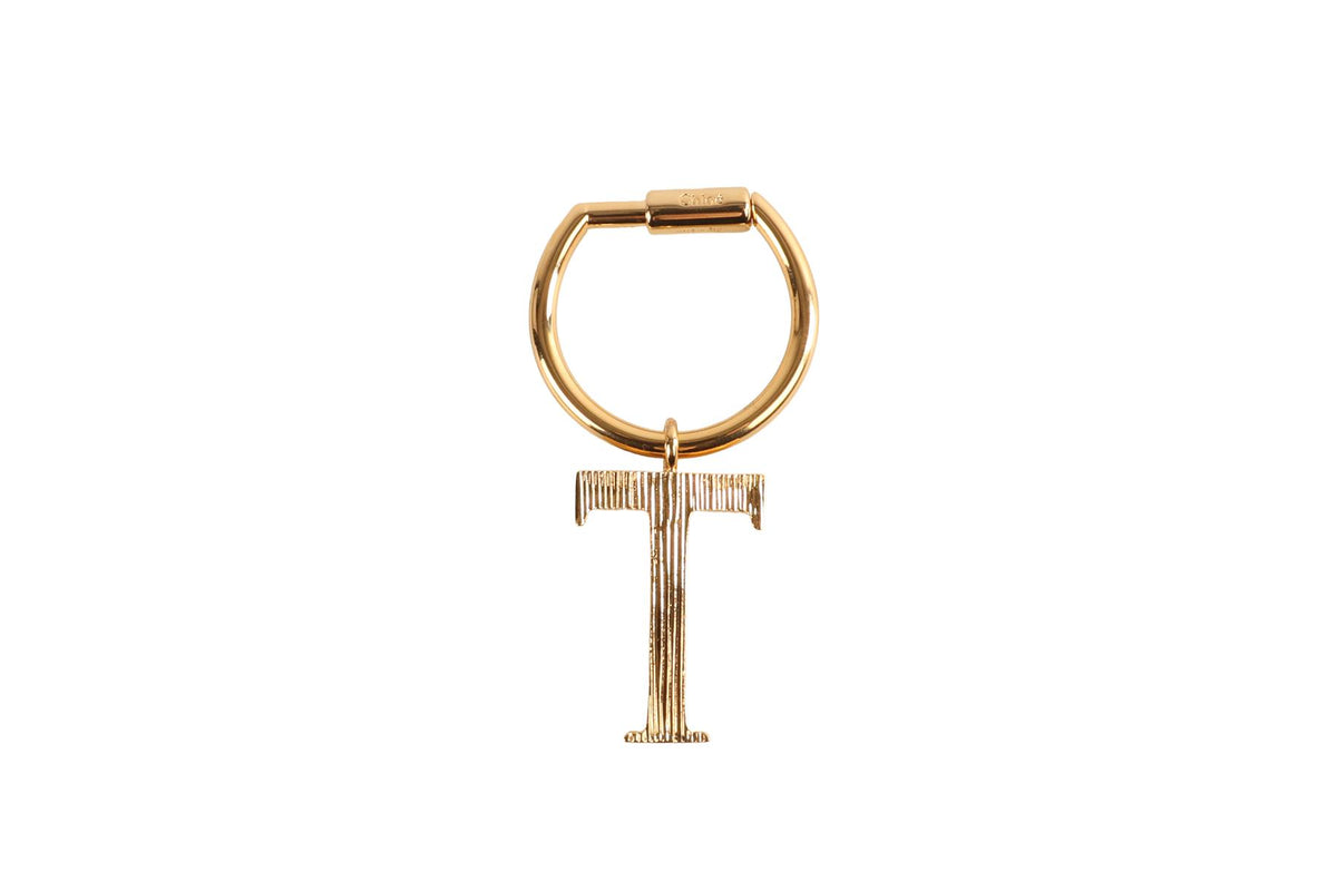 CHLOÉ T INITIAL GOLD TONE KEYCHAIN