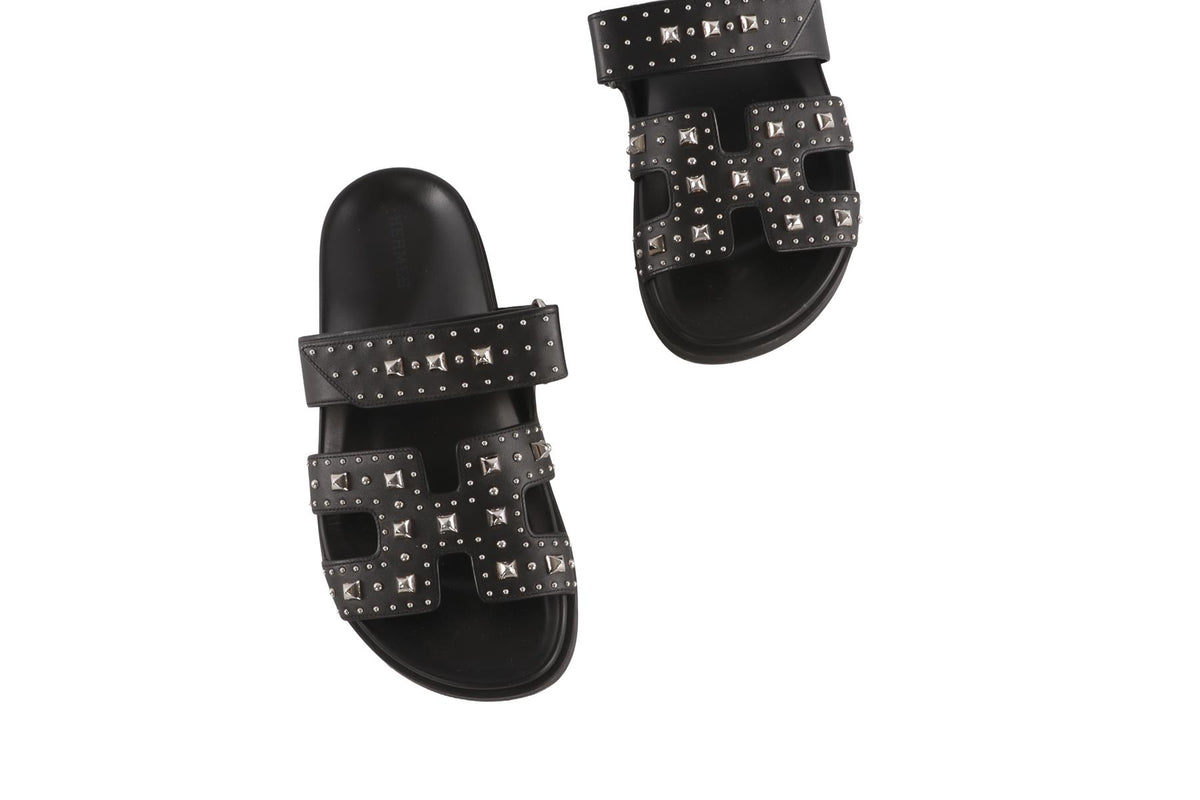 HERMÈS BLACK CHYPRE LEATHER SANDALS EU 36 UK 3 US 6