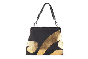 MARNI BLACK FABRIC AND LEATHER SHOULDER BAG