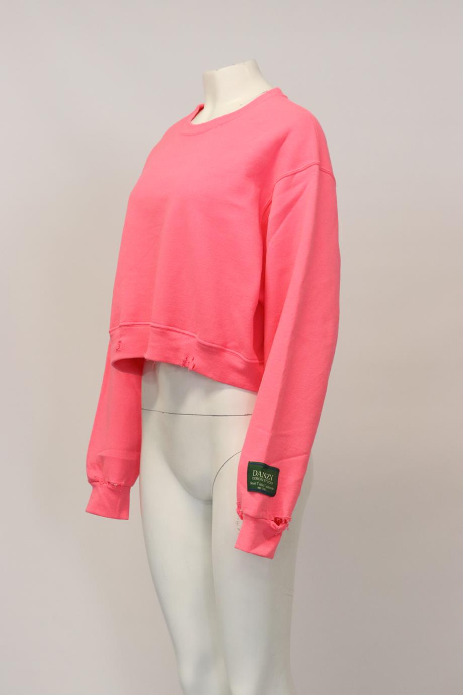 DANZY DISTRESSED COTTON JERSEY SWEATSHIRT LARGE