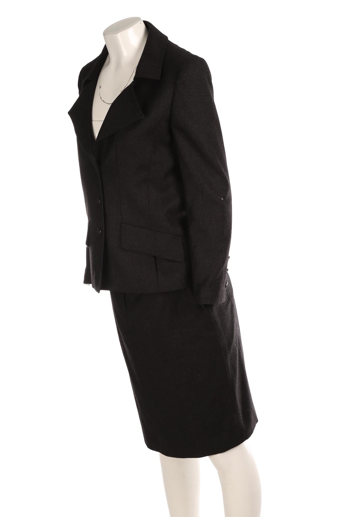 CHANEL GREY 1998 WOOL SKIRT SET FR 38 UK 10