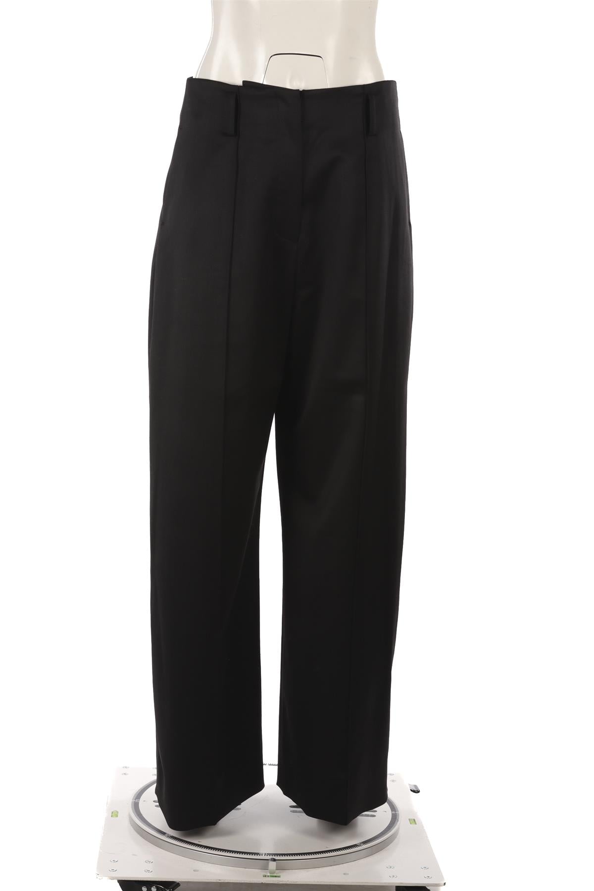 GRACE LING BLACK WOOL WIDE LEG PANTS FR 40 UK 12