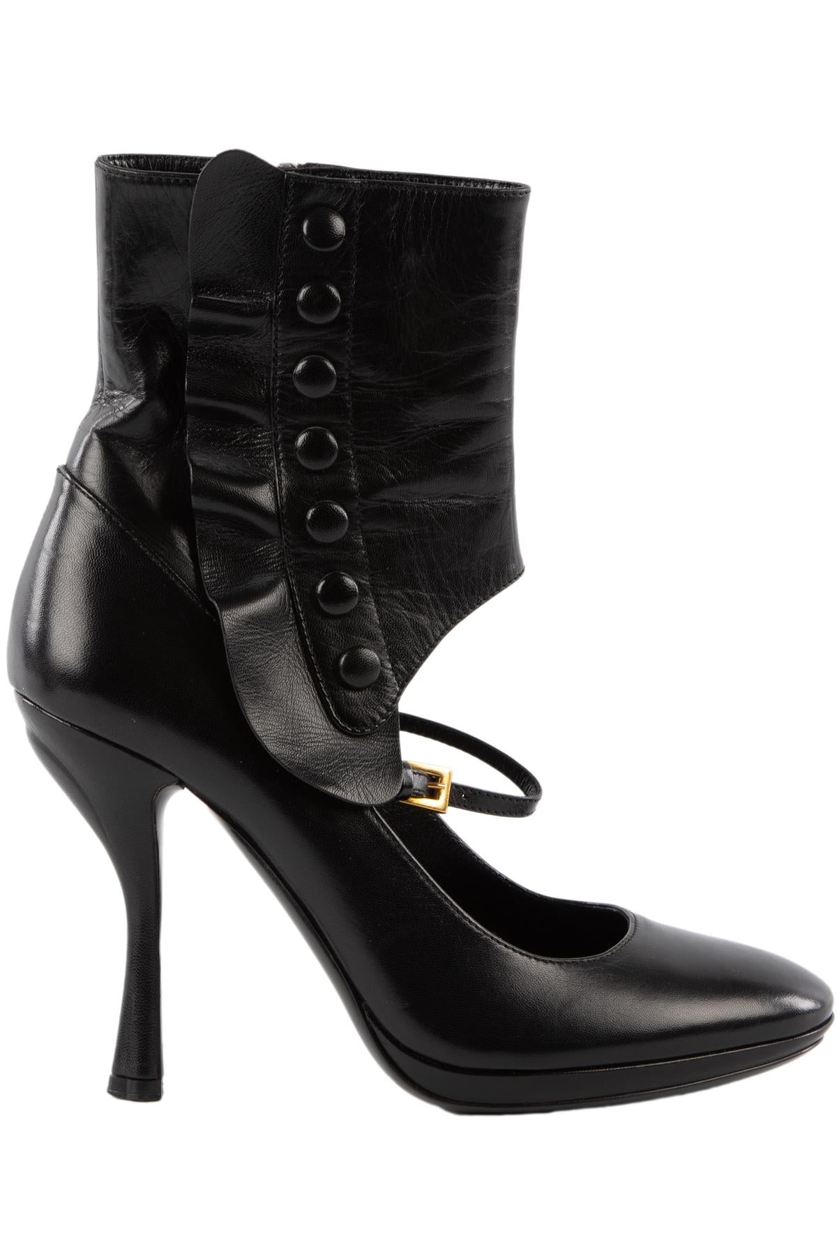 PRADA BLACK 2008 LEATHER ANKLE BOOTS EU 38 UK 5 US 8