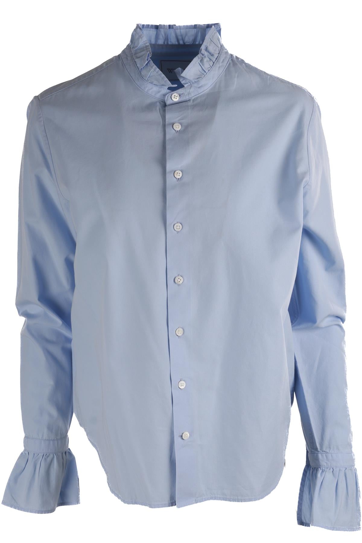 WITH NOTHING UNDERNEATH BLUE COTTON SHIRT UK 10