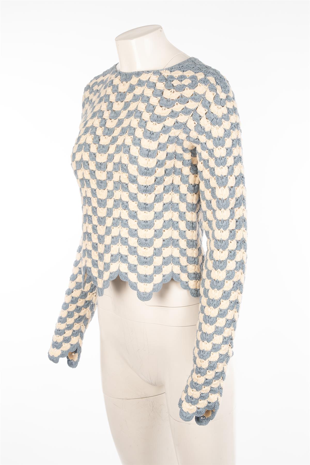 ESCVDO BLUE CROCHET TOP LARGE