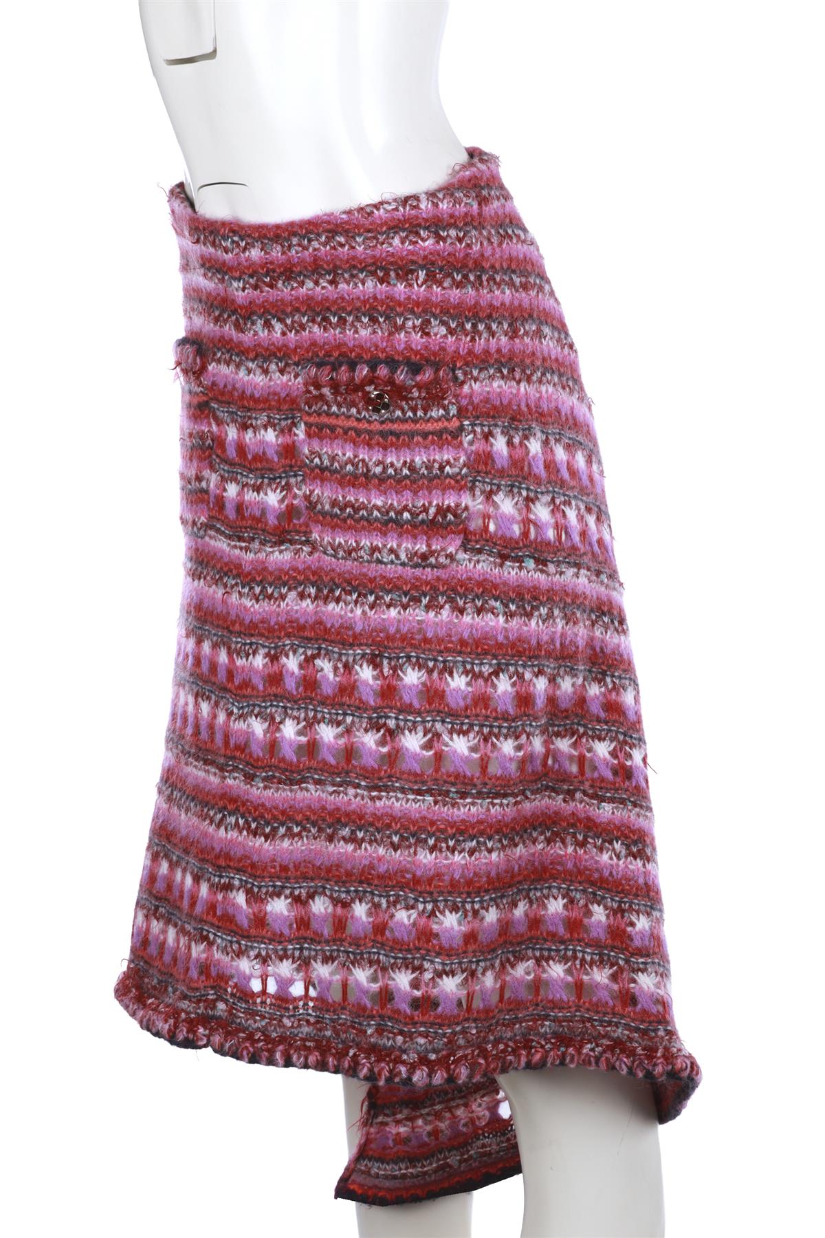 CHANEL PINK 2022 WOOL MIDI SKIRT FR 38 UK 10