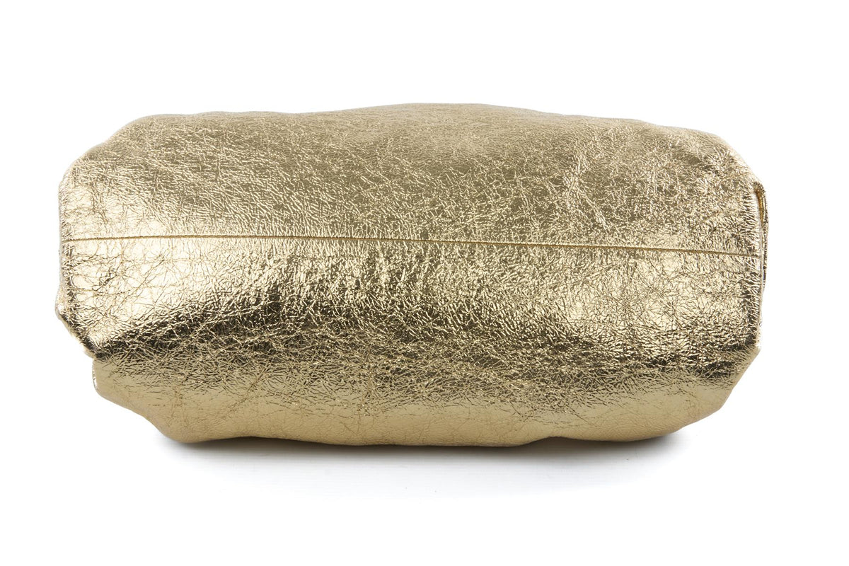 BOTTEGA VENETA GOLD POUCH LARGE LEATHER CLUTCH